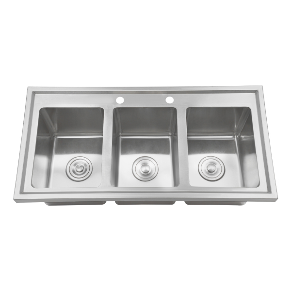 Commercial Kitchen Sink 3 Compartment Sink Kitchen Sink Used In Commercial Kitchens Farms Backyards Garages 37*18.5*10inch Silver