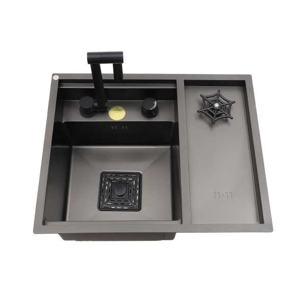 Kitchen Sink Kitchen Countertop Sink with Push Cup Washer and Anti-overflow Hole Black Bar Sink for Center Island Counter Sinks Bar Sinks