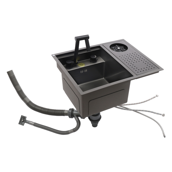 Kitchen Sink Kitchen Countertop Sink with Push Cup Washer and Anti-overflow Hole Black Bar Sink for Center Island Counter Sinks Bar Sinks