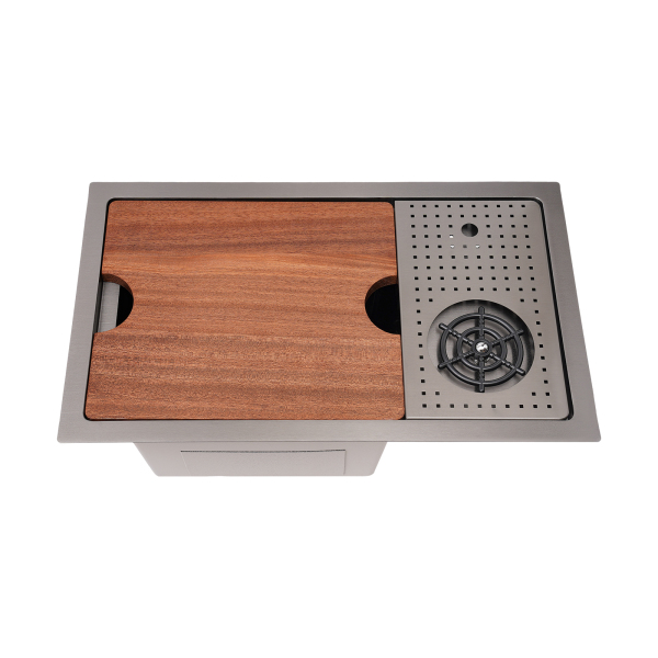 Undermount Bar Sink with Glass Rinser Undermount Workstation Sink Single Bowl Undermount Kitchen Sink with Cup Washer for Homes Bathrooms Farms