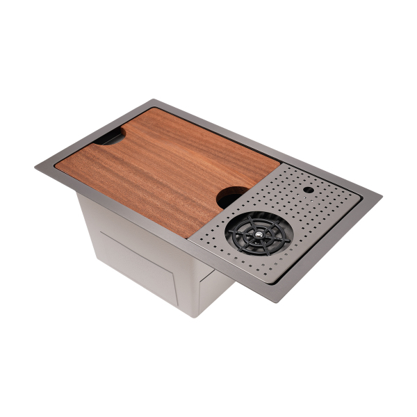 Undermount Bar Sink with Glass Rinser Undermount Workstation Sink Single Bowl Undermount Kitchen Sink with Cup Washer for Homes Bathrooms Farms