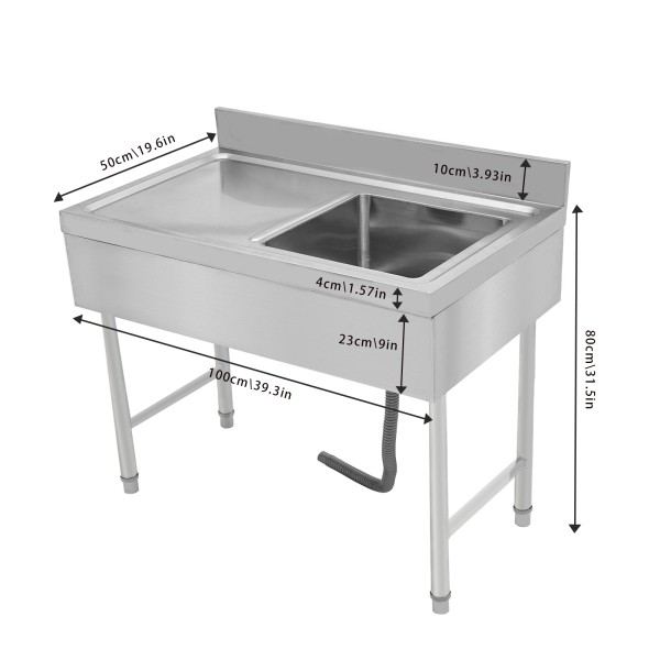 1 Compartment Commercial Kitchen Sink Prep Table Stainless Steel single Sink