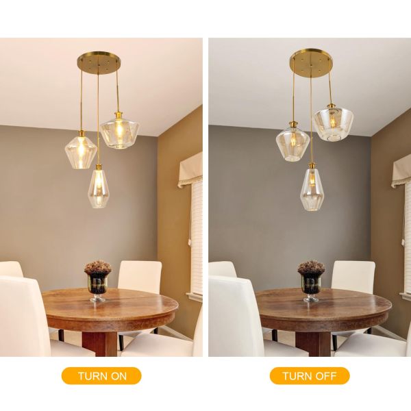 Champagne Gold 3-Head Glass Pendant Light Fixture for Home, Kitchen, Hotel, Coffee Bar, Dining Room Champagne Gold 3-Head Glass Pendant Light Fixture for Home, Kitchen, Hotel, Coffee Bar, Dining Room