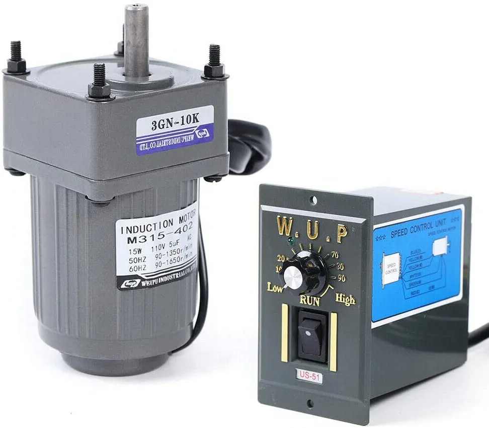 Electric Gear Motor AC 110V 15W 125RPM Single Phase Worm Gear Motor High Torque Deceleration Speed Reduction Motor