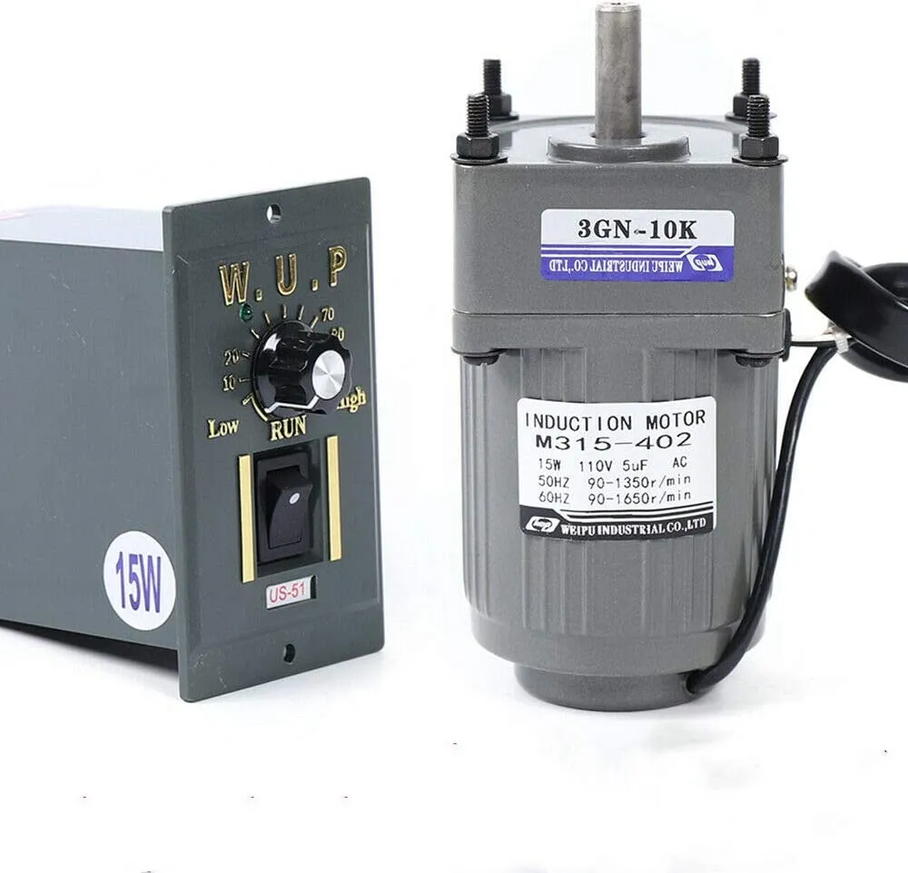 Electric Gear Motor AC 110V 15W 125RPM Single Phase Worm Gear Motor High Torque Deceleration Speed Reduction Motor