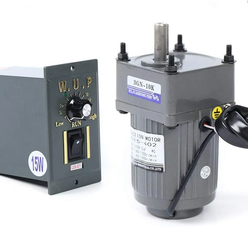 Electric Gear Motor AC 110V 15W 125RPM Single Phase Worm Gear Motor High Torque Deceleration Speed Reduction Motor
