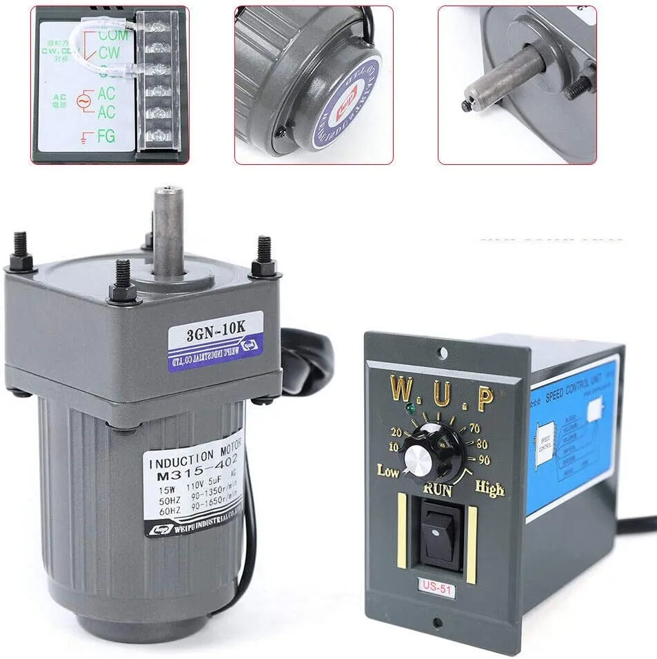 Electric Gear Motor AC 110V 15W 125RPM Single Phase Worm Gear Motor High Torque Deceleration Speed Reduction Motor