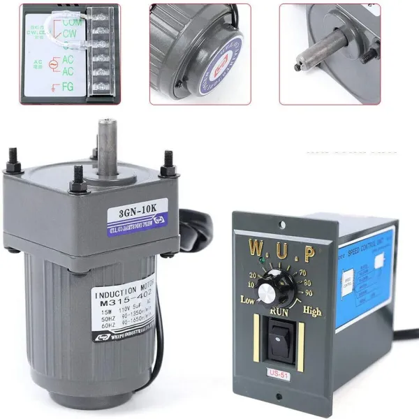 Electric Gear Motor AC 110V 15W 125RPM Single Phase Worm Gear Motor High Torque Deceleration Speed Reduction Motor