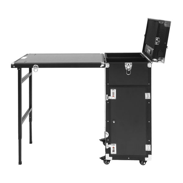 Rolling Manicure Table Nail Desk Travel Train Case Cosmetic Trolley w/ Speaker