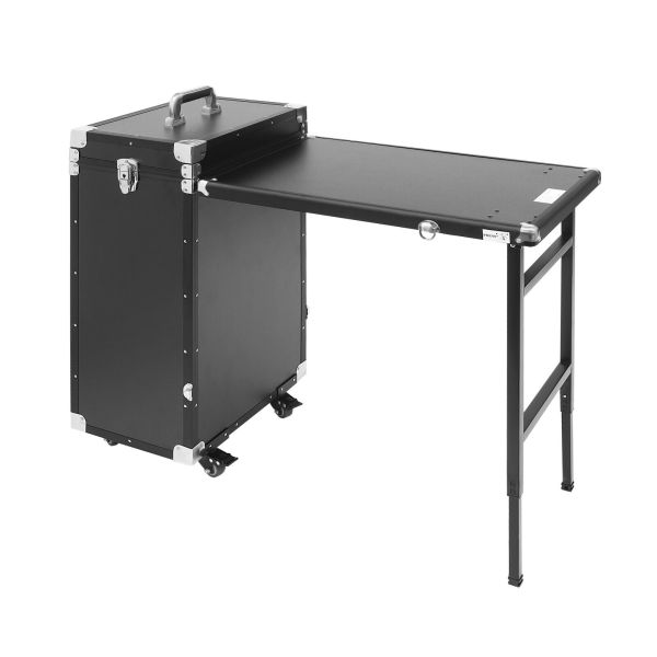 Rolling Manicure Table Nail Desk Travel Train Case Cosmetic Trolley w/ Speaker