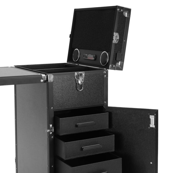 Rolling Manicure Table Nail Desk Travel Train Case Cosmetic Trolley w/ Speaker Rolling Manicure Table Nail Desk Travel Train Case Cosmetic Trolley w/ Speaker