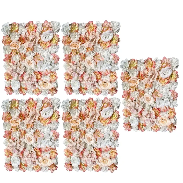5 PCS Artificial Flower Wall Panels 16 x 24 AFaux Floral Backdrop