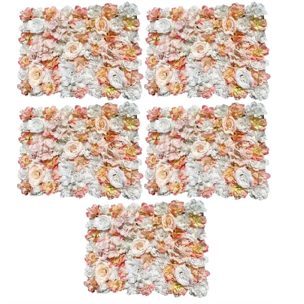 5 PCS Artificial Flower Wall Panels 16 x 24 AFaux Floral Backdrop