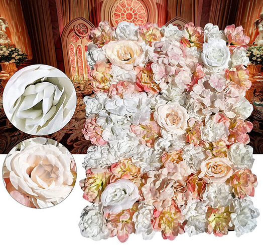 5 PCS Artificial Flower Wall Panels 16 x 24 AFaux Floral Backdrop
