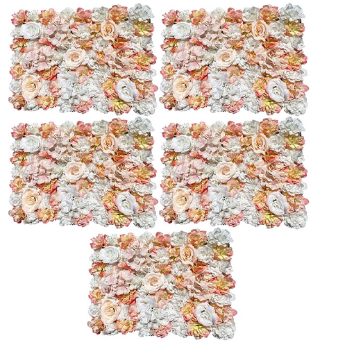 5 PCS Artificial Flower Wall Panels 16 x 24 AFaux Floral Backdrop