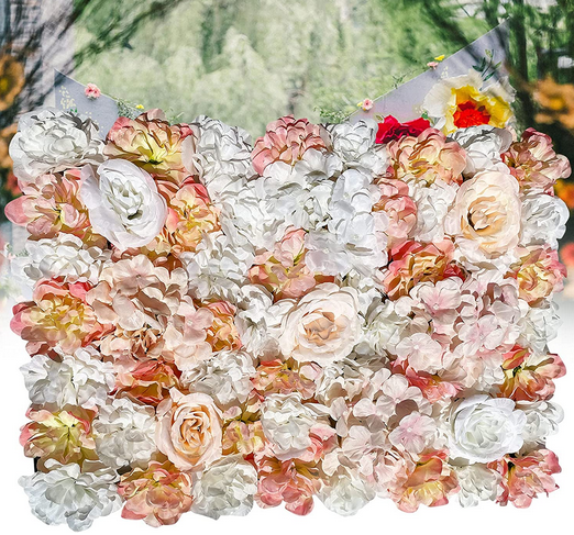 5 PCS Artificial Flower Wall Panels 16 x 24 AFaux Floral Backdrop