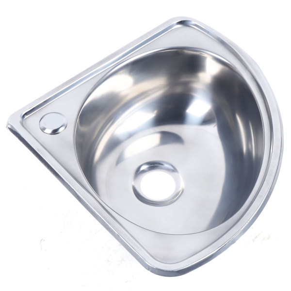 KITNEED Stainless Steel Single Bowl Sink 17.32" Wall-Mounted Triangle Wash Basin Small Corner Basin Sink for Kitchen Bathroom Lavatory