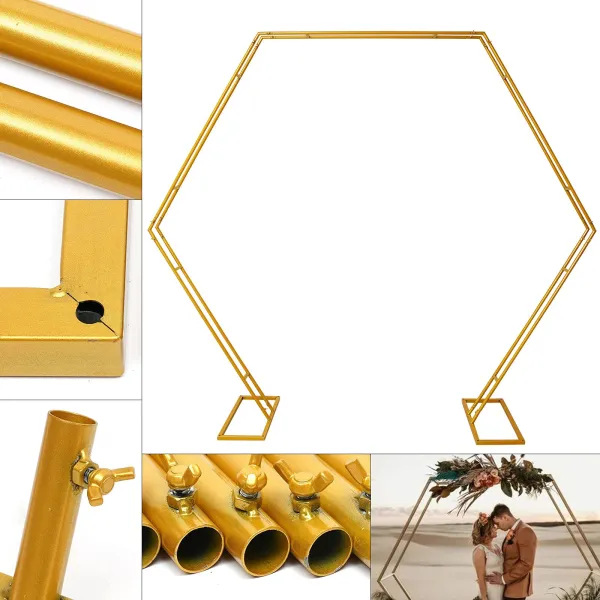 Hexagon Wedding Arch for Ceremony ,Arch Backdrop Stand Party Metal Arch Stand Wedding Background Door for Wedding Birthday Party Hexagon Wedding Arch for Ceremony ,Arch Backdrop Stand Party Metal Arch Stand Wedding Background Door for Wedding Birthday Party