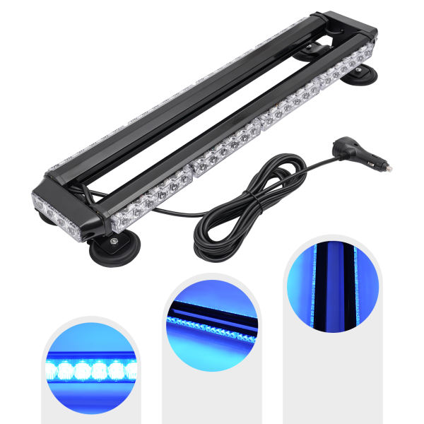 26''Blue LED Emergency Light Bar For Truck, 7 Flash Patterns 56W Blue Police Strobe Flash Light Truck Dash Warning Lamps
