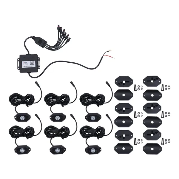 RGB LED Rock Lights Kit, 6 Pods Underglow Multicolor Neon Light Bluetooth Control Timing Function Flashing Music Mode
