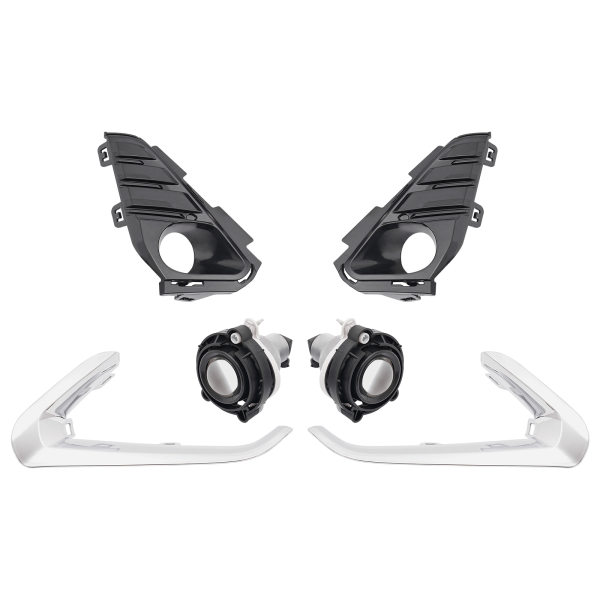 6PCS/Set Bumper Fog Light Lamp w/Bezel Frame Chrome Trim For GMC Terrain 2018-2020