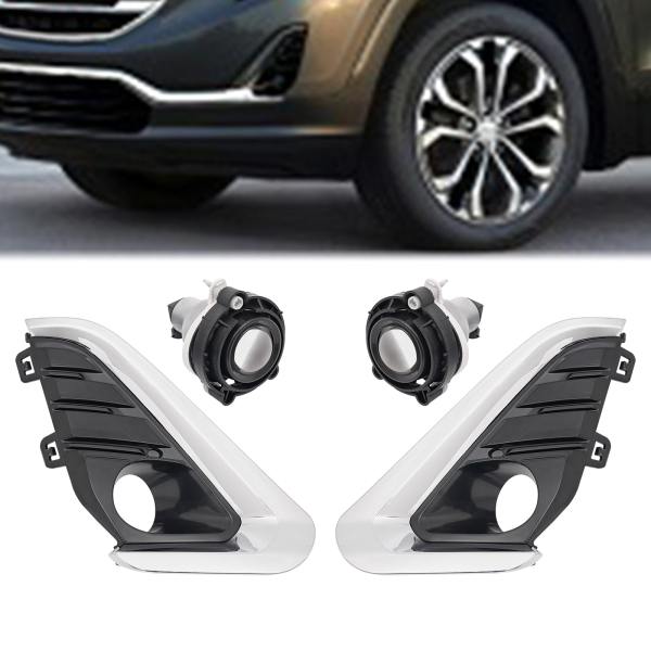 6PCS/Set Bumper Fog Light Lamp w/Bezel Frame Chrome Trim For GMC Terrain 2018-2020