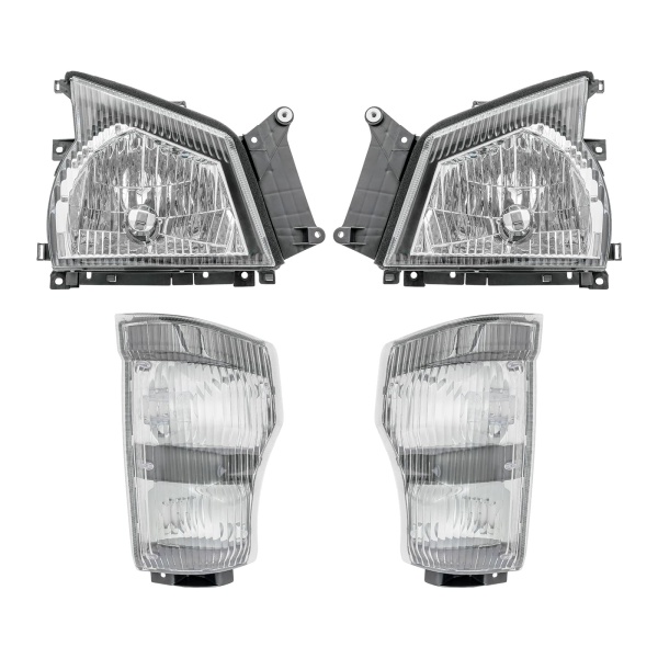 Driver and Passenger Side Headlights, Headlights Corner Lights For 2004-2007 Isuzu NPR NQR/2005-2007 GMC W-4500