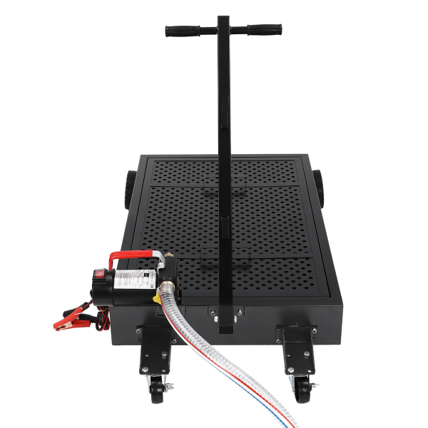 Oil Drain Pan with Pump Oil Drain Pan Oil Drain Cart Connecting Oil Pan Thin 17 Gallon 12V Electric Pump 7.2 ft Hose Casters
