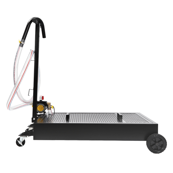 Oil Drain Pan with Pump Oil Drain Pan Oil Drain Cart Connecting Oil Pan Thin 17 Gallon 12V Electric Pump 7.2 ft Hose Casters