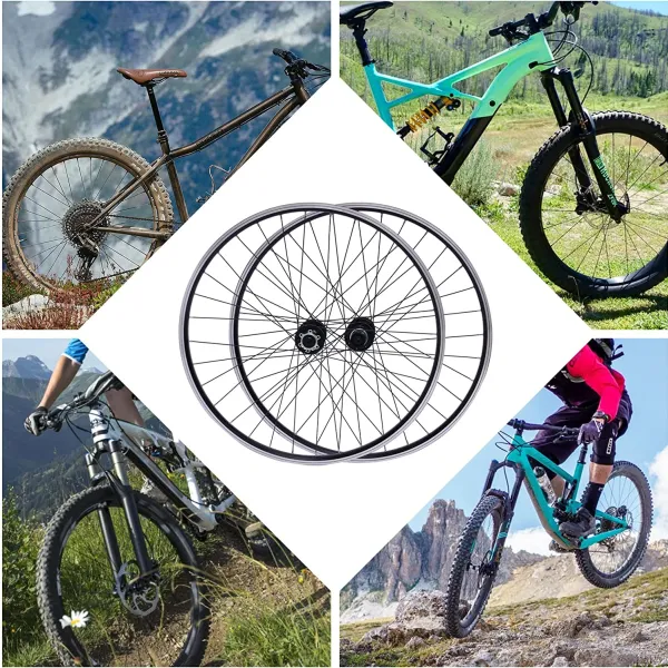 Mountain Bike Wheelset Bike Wheels Aluminum Alloy Rim Disc Brake MTB Wheelset, Quick Release Front Rear Wheels