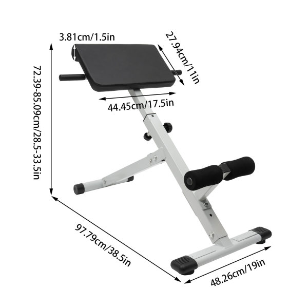 Folding Hyperextension Bench Roman Chair, Adjustment 39-45" Roman Bench Back Extension Machine for Home Gym Load 330lbs Folding Hyperextension Bench Roman Chair, Adjustment 39-45" Roman Bench Back Extension Machine for Home Gym Load 330lbs